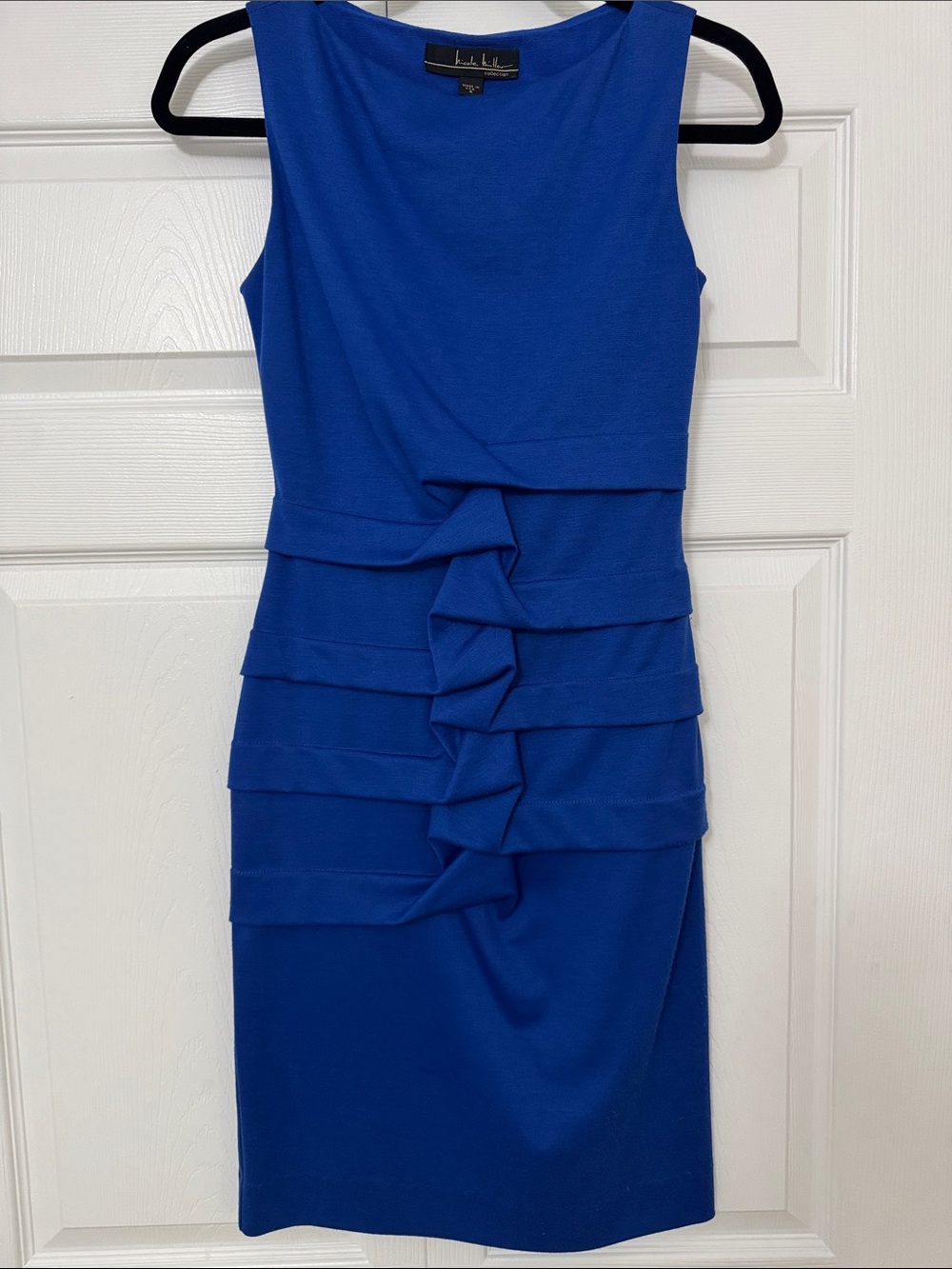 Nicole Miller Royal Blue Sleeveless Ruffle-Tier Midi Dress